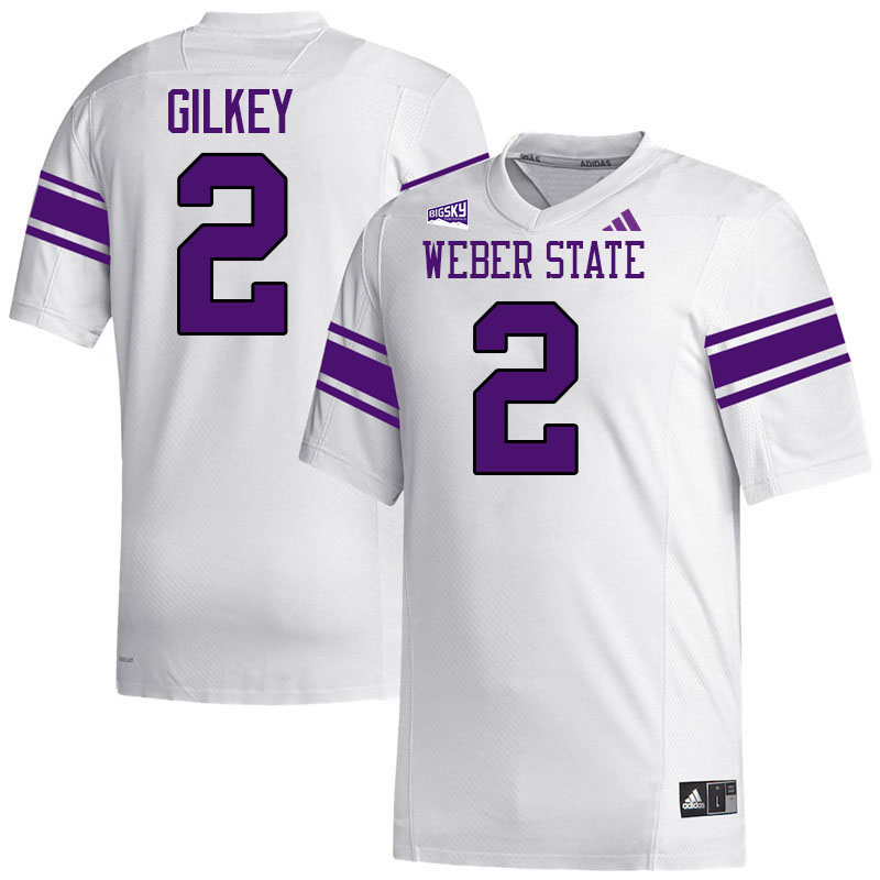 Weber State Wildcats #2 Jackson Gilkey College Football Jerseys,Uniforms Stitched-White